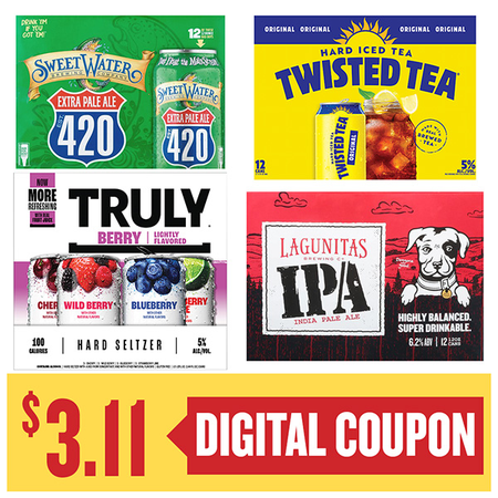 Image of Offer Save $3.11 On ONE (1) Truly, Lagunitas, Twisted Tea or Sweetwater 12pk Beer.