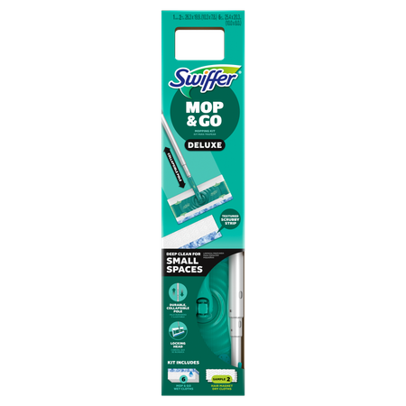 Image of Offer Save $5.00 on ONE Swiffer Sweeper Deluxe or 8ct 6ft Duster Starter Kits (excludes 3ft Dusters, short handle Dusters, 1-2ct Dusters and trial/travel si