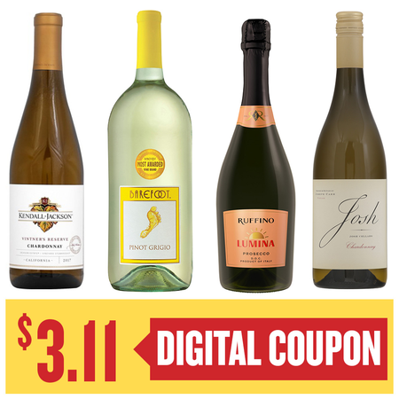 Image of Offer Save $3.11 on ONE (1) Josh Cellars, Kendall Jackson, Ruffino Sparkling 750ml or Barefoot 1.5L Wine.