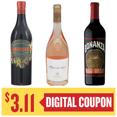 Image of Offer Save $3.11 on ONE (1) Whispering Angel, Bonanza or Conundrum 750ml Wine.