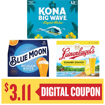 Image of Offer Save $3.11 on ONE (1) Blue Moon, Kona or Leinenkugel's 12pk 12oz Beer.