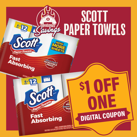 Image of Offer Save $1 on ONE (1) Scott Double Paper Towels 6ct.