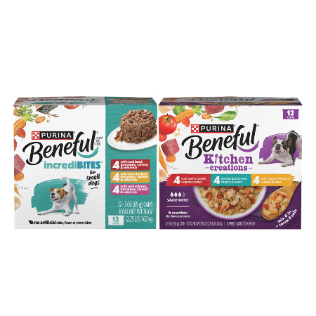 Image of Offer Save $2.50 on any ONE (1) 12ct or larger box (3 oz packages) of  Beneful® Kitchen Creations or incrediBITES wet dog food