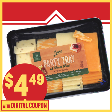 Image of Offer Save $1 on ONE (1) Lowes Foods Cheese Party Tray 16oz.