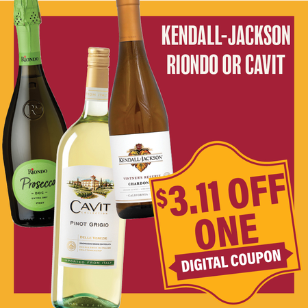 Image of Offer Save $3.11 on ONE (1) Kendall Jackson, Riondo 750ml or Cavit 1.5L Wine.