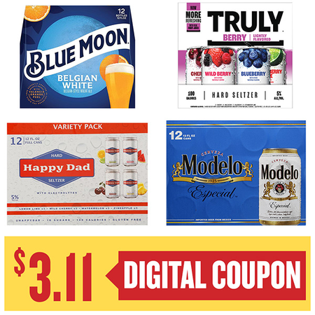 Image of Offer Save $3.11 on ONE (1) Modelo, Truly, Happy Dad or Blue Moon 12pk 12oz Beer.