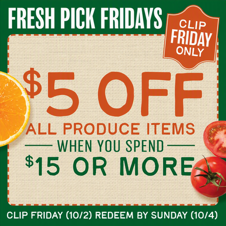 Image of Offer $5 Off $15+ on Produce.