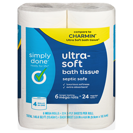 Image of Offer Save $1 on ONE (1) Simply Done Mega Bath Tissue 6ct.