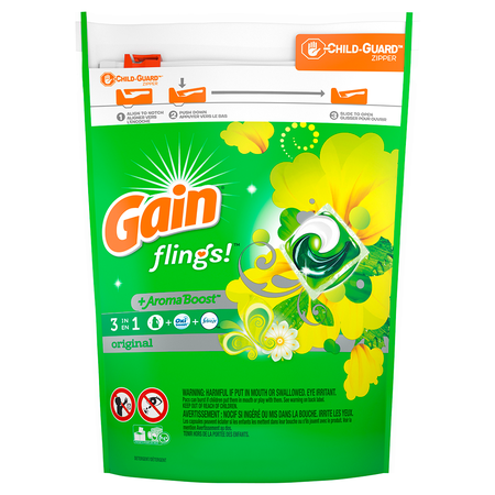 Image of Offer Save $1.00 on ONE Gain Flings Laundry Detergent 14-19 ct (excludes Gain Liquid/Powder Laundry Detergent, Gain Liquid Fabric Softeners, Gain Fireworks,