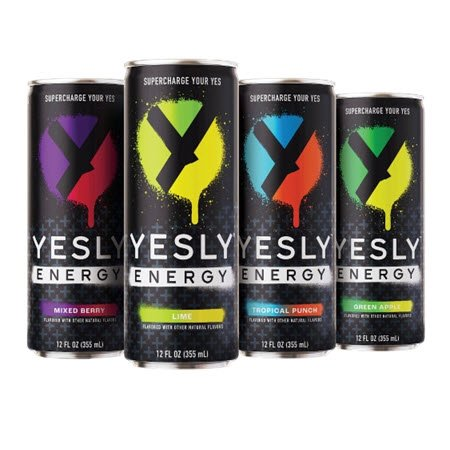 TRY IT FREE: One (1) Yesly Green Apple, Lime, Mixed Berry or Tropical Punch Energy Drink 12oz can (LIMIT 1)