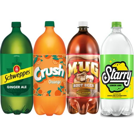 Save $2.00 on THREE (3) 2-liter bottles of any flavor* (Reg., Diet or Zero Sugar) Crush, Schweppes, Starry, or Mug Root Beer