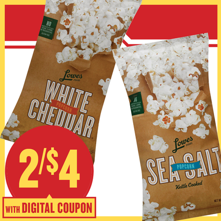 Image of Offer Save $1 on TWO (2) Lowes Foods Popcorn Select 4.5-7oz.