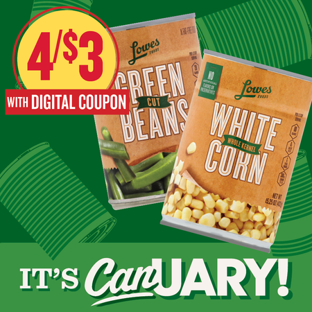 Image of Offer Save $1 on FOUR (4) Lowes Foods Canned Vegetables Select 14-15.25oz.