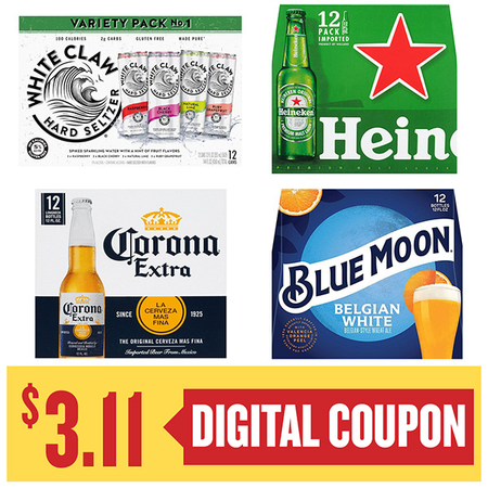 Image of Offer Save $3.11 on ONE (1) Blue Moon, Corona, White Claw or Heineken 12pk Beer.