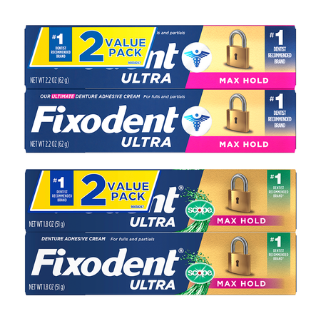 Image of Offer Save $2.00 on TWO FIXODENT ADHESIVE SINGLE, OR TWIN/TRIPLE PACK 1.4 oz or larger (excludes trial/travel size).
