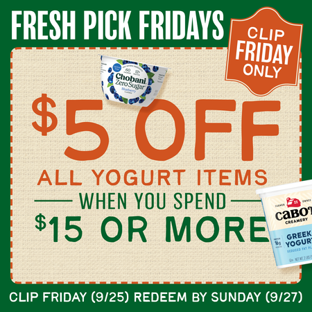Image of Offer $5 Off $15+ on Yogurt.