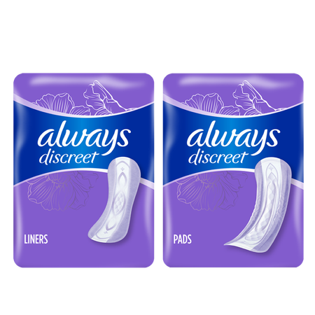 Image of Offer Save $1.00 on ONE Always Discreet Liners (44ct, 48ct) OR Always Discreet Pad (20ct, 30ct).