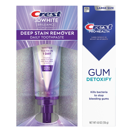 Image of Offer Save $4.00 on ONE Crest 3DWhite Brilliance 3.8oz or larger, 3DWhiteDeep Stain Remover (any size), or 3DWhite Whitening Therapy Charcoal 3.8oz or large