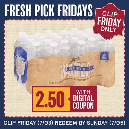 Image of Offer Save $0.83 on Lowes Foods Purified Water 24pk 16.9oz.