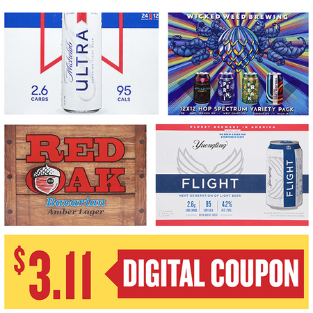 Image of Offer Save $3.11 When You Purchase ONE (1) Ultra 18-24pk, Yuengling Flight 24pk or Red Oak, Wicked Weed 12pk Beer.