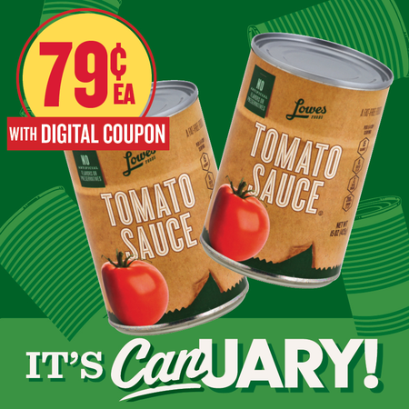 Image of Offer Save $0.20 on TWO (2) Lowes Foods Tomato Sauce 15oz.