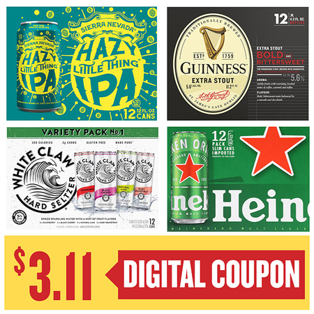 Image of Offer Save $3.11 on ONE (1) Sierra Nevada, White Claw, Guinness or Heineken 12pk Beer.