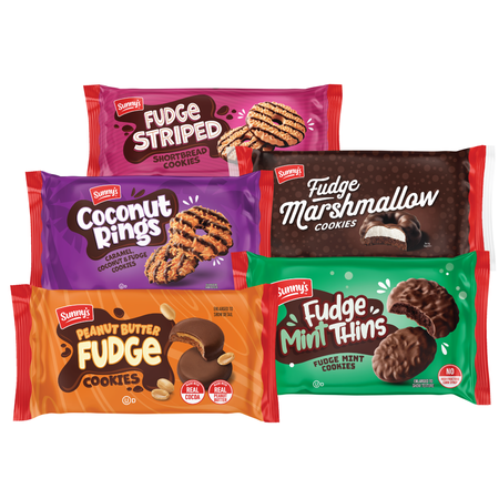 Sunny's Peanut Butter Fudge, Coconut Rings, Fudge Marshmallow, Fudge Mint Thins or Fudge Striped Cookies 7-13 oz coupon