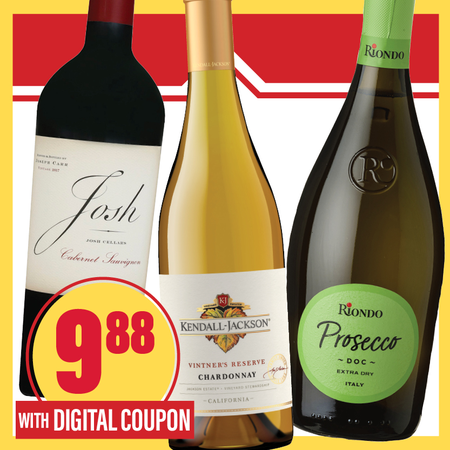 Image of Offer Save $3.11 on ONE (1) Josh, Kendall Jackson or Riondo 750ml Wine.