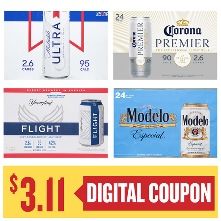 Image of Offer Save $3.11 on ONE (1) Ultra, Yuengling Flight, Modelo or Corona Premier 24pk 12oz Beer.