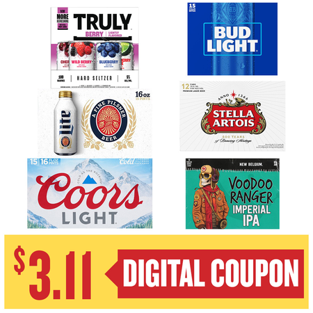 Image of Offer Save $3.11 When You Purchase ONE (1) Bud, Miller, Coors 15pk 16oz or New Belgium, Truly, Stella 12pk 12oz Beer.