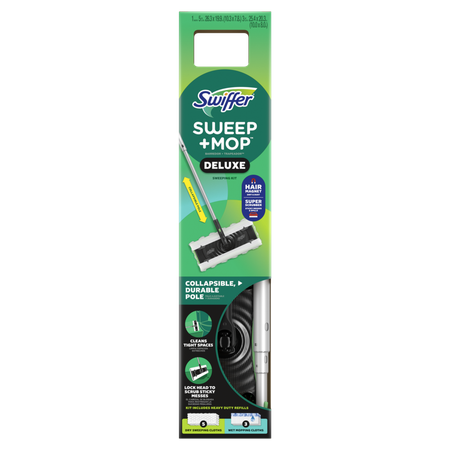 Image of Offer Save $5.00 on ONE Swiffer Sweeper Deluxe, or 6ft Duster Starter Kits (excludes 3ft Dusters, short handle Dusters, 1-2ct Dusters and trial/travel size)