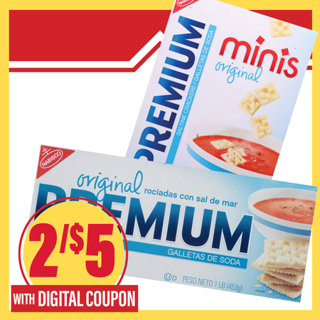 Image of Offer Save $2 on TWO (2) Nabisco Premium Saltine Crackers Select 9-17oz.
