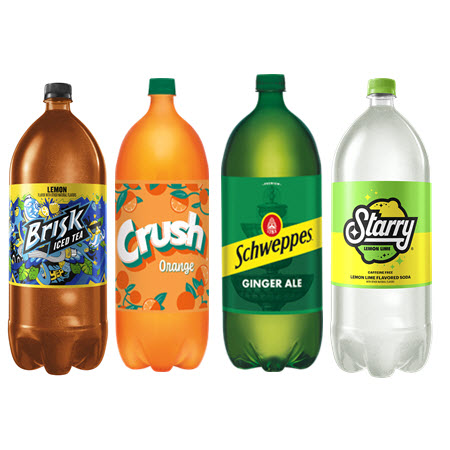 Image of Offer Save $1.00 on any FOUR (4) CRUSH®, SCHWEPPES®, STARRY®, MUG®, or BRISK® 2Ls