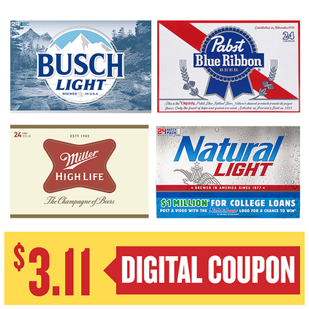 Image of Offer Save $3.11 When You Purchase ONE (1) Busch, Natural, Miller High Life or Pabst 24pk Can Beer.
