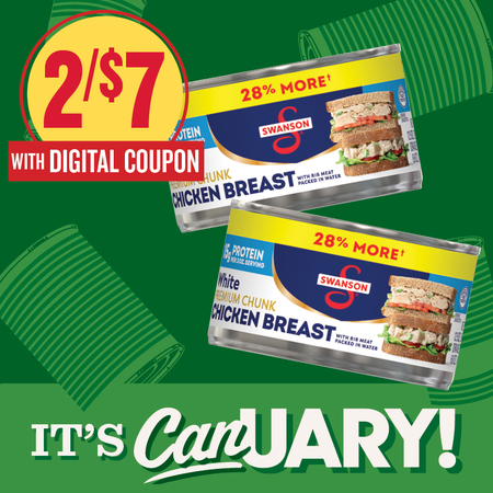 Image of Offer Save $1 on TWO (2) Swanson Canned Chicken Breast 12.5oz.