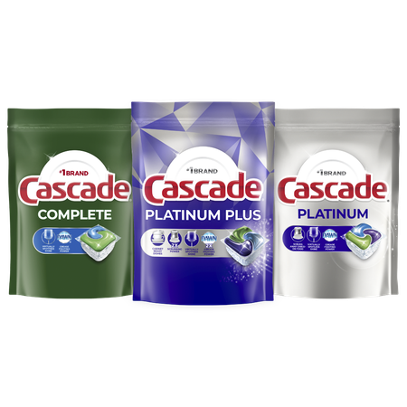 Image of Offer Save $1.00 on ONE Cascade Platinum Plus 7-40ct, Platinum 9-50ct, OR Complete 13-55ct Dishwasher Detergent (exclude travel/trial size).