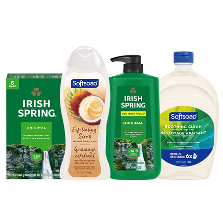 Image of Offer SAVE $4.00 on any TWO (2) Irish Spring or Softsoap Body Washes, Bar Soap Multipacks or Liquid Hand Soap Refills