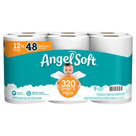 Image of Offer Save $1 on ONE (1) Angel Soft Toilet Paper Mega 12ct or Sparkle Paper Towels 6ct.