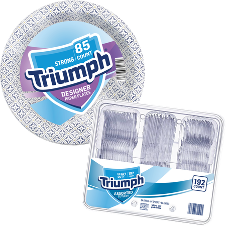 Triumph Designer Plates 85ct and Triumph Assorted Cutlery coupon
