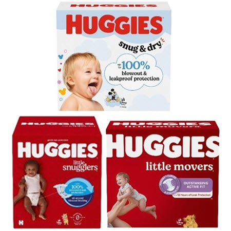 Image of Offer Save $1.00 on any ONE (1) Pack of Huggies® Diapers, Little Movers, Little Snugglers, Overnites, Snug & Dry, Skin Essentials