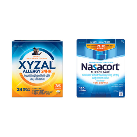 Image of Offer Save $5.00 on any ONE (1) Xyzal product (35ct/55ct/80ct) OR Nasacort product (60/120/240 Sprays)