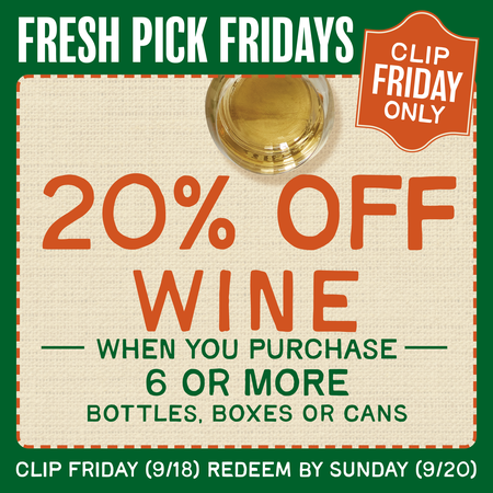 Image of Offer 20% Off Any (6) Bottles, Boxes, or Cans of Wine.