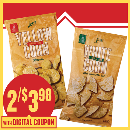 Image of Offer Save $1 on TWO (2) Lowes Foods Tortilla Chips Select 13oz.