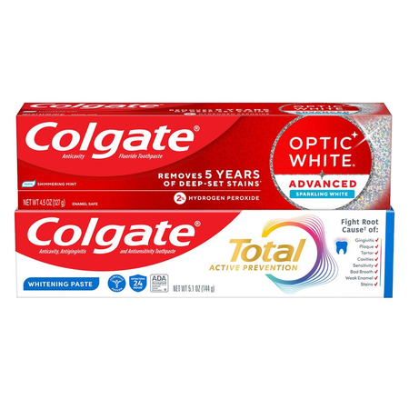 Image of Offer Save $4.00 on any TWO (2) Colgate Total, Max Fresh, Sensitive, Optic White Advanced, Stain Fighter, Purple or Charcoal Toothpastes