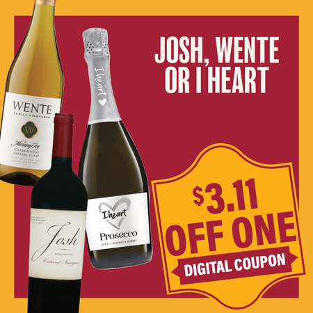 Image of Offer Save $3.11 on ONE (1) Josh Cellars, Wente or I Heart 750ml Wine.