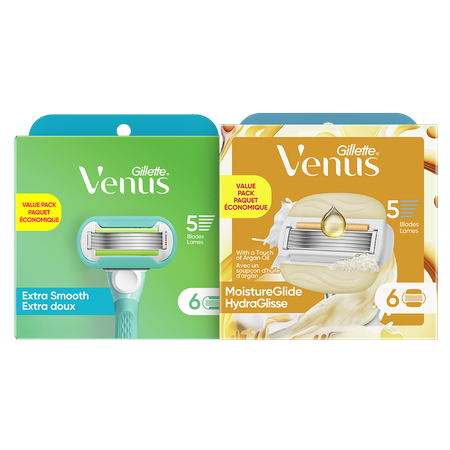 Image of Offer Save $5.00 on ONE Venus Cartridge refill pack 4ct and up, and Sensitive Glide Aloe Bloom 3ct and up (excludes 1-3ct cart refills, Smooth 4ct, Venus Pu