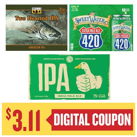 Image of Offer Save $3.11 on ONE (1) Sweetwater, Bell's or Goose Island 12pk or 15pk 12oz Beer.