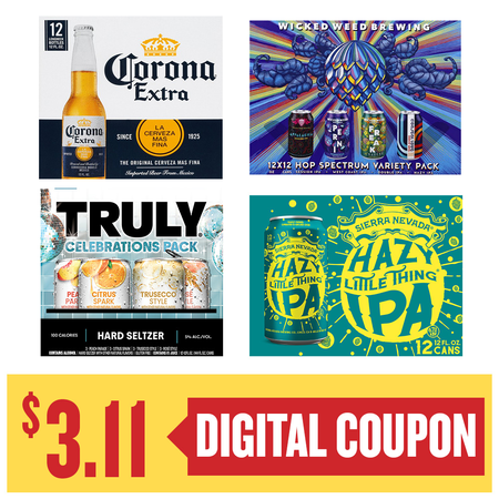 Image of Offer Save $3.11 on ONE (1) Sierra Nevada, Wicked Weed, Truly or Corona 12Pk 12Oz Beer.