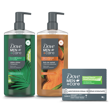Image of Offer Save $3.00 on any ONE (1) Dove Men+Care Plant-Based Body Wash Pumps (26oz only) or Bar (4ct+) (Excludes: all other Dove Men+Care items)