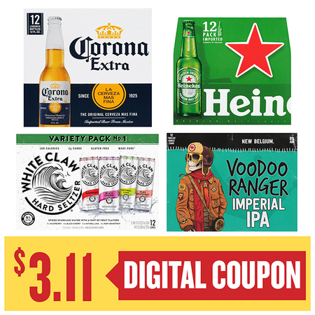 Image of Offer Save $3.11 When You Purchase ONE (1) New Belgium, Corona, White Claw or Heineken 12pk Beer. Offer Is On Selected Products Only. Limit 4 Offers.